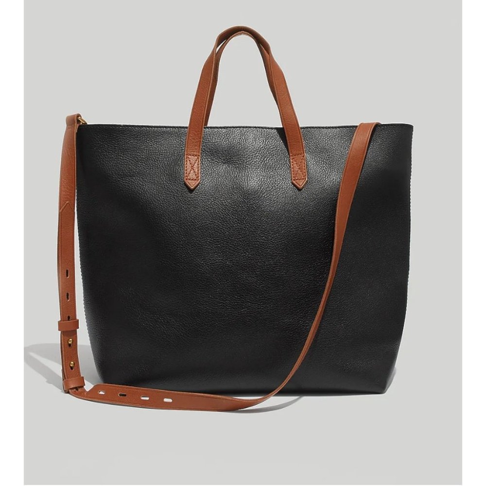 Madewell $198 Zip-Top Transport Tote Black Brown H2584 D2